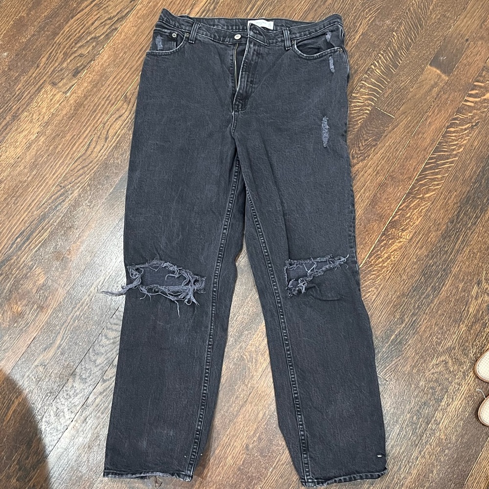 Abercrombie Curve Love Distressed Black Women's Jeans